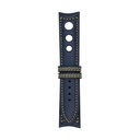 Rally Leather Blue Marine Strap -  Stitching Yellow
