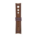 Rallye-Lederarmband in Kastanienbraun mit blauen Ziernähten