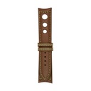 Rallye-Lederarmband in Kastanienbraun mit hellgrünen Ziernähten