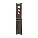 Rallye-Lederarmband in Schokoladenbraun mit hellblauen Ziernähten