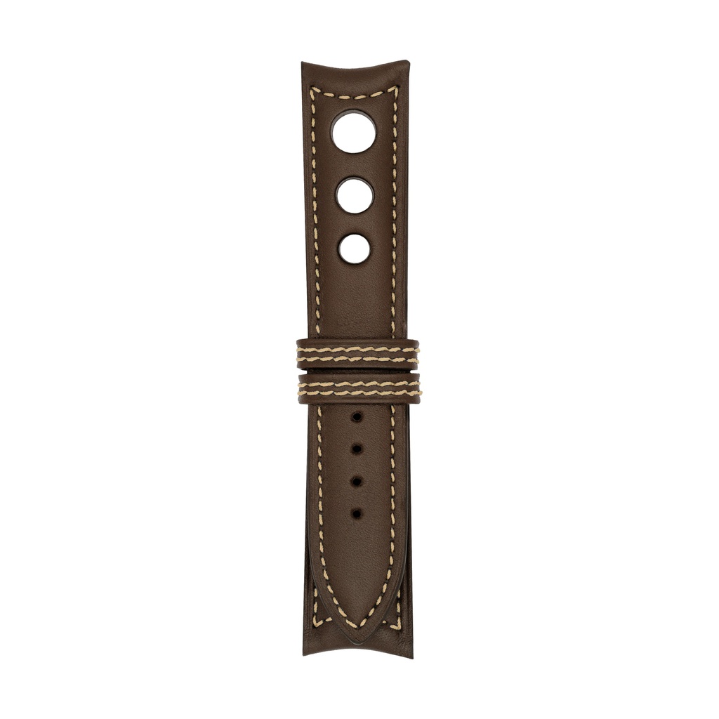 [R20L-2018S] Rally Leather Brown Chocolate Strap,  Stitching Bronze (20/20 - 105/70)