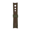 Rallye-Lederarmband in Schokoladenbraun mit grünen Ziernähten