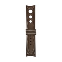 Bracelet Rally en cuir brun chocolat, surpiqûres blanches