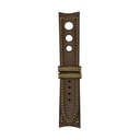 Rallye-Lederarmband in Schokoladenbraun mit gelben Ziernähten