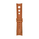 Bracelet Rally en cuir cognac, surpiqûres orange