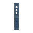 Bracelet Rally en nubuck bleu jean, surpiqûres vert clair