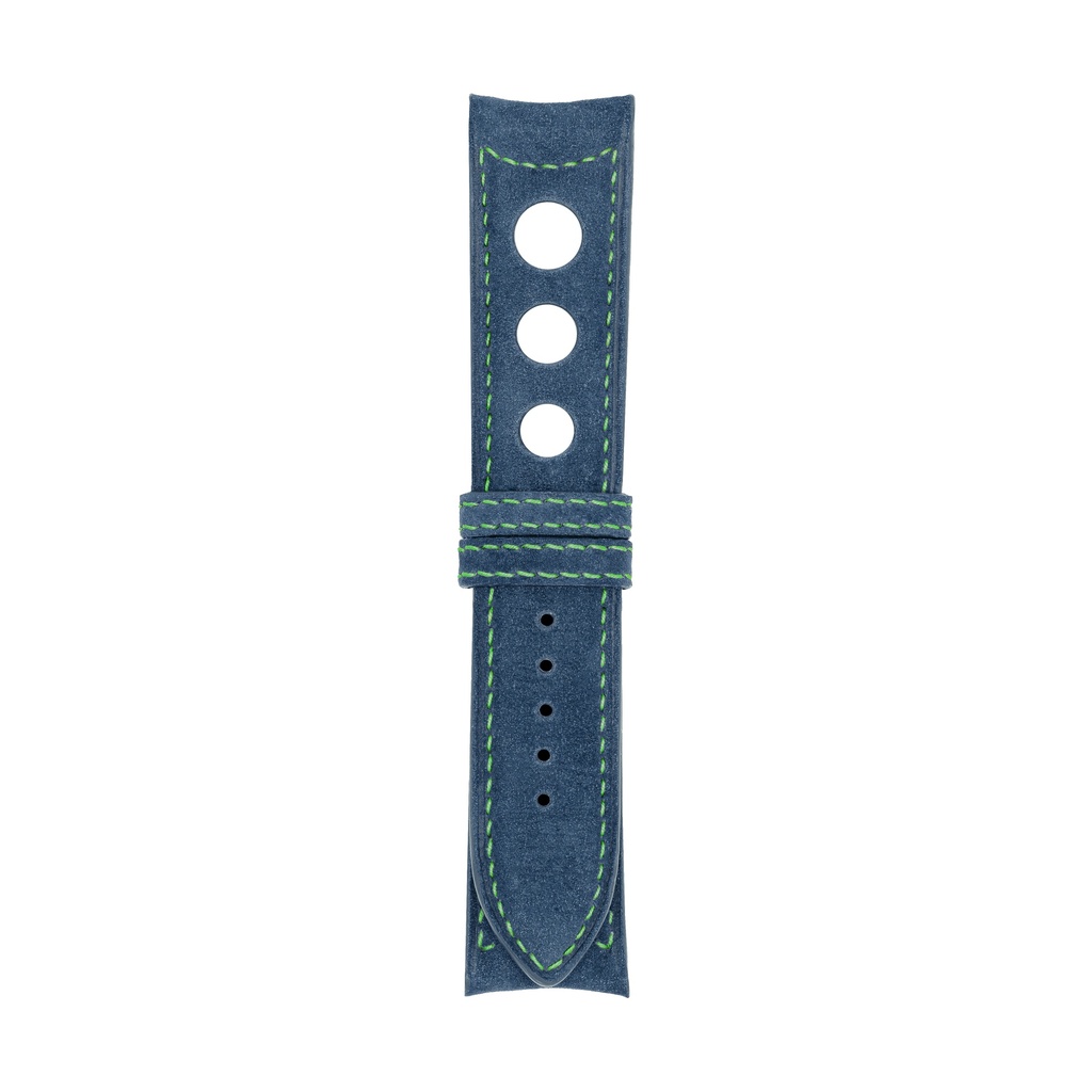 [R20N-1725S] Rally Nubuck Blue Jeans Strap,  Stitching Green (20/20 - 105/70)