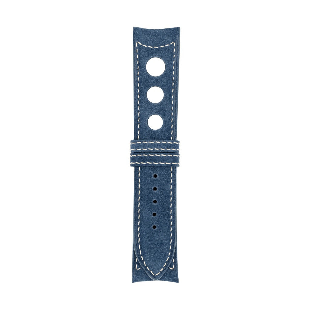 [R20N-1733S] Rally Nubuck Blue Jeans Strap,  Stitching White (20/20 - 105/70)