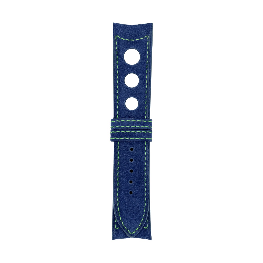 [R20N-1525S] Rally Nubuck Blue Royal Strap,  Stitching Green (20/20 - 105/70)