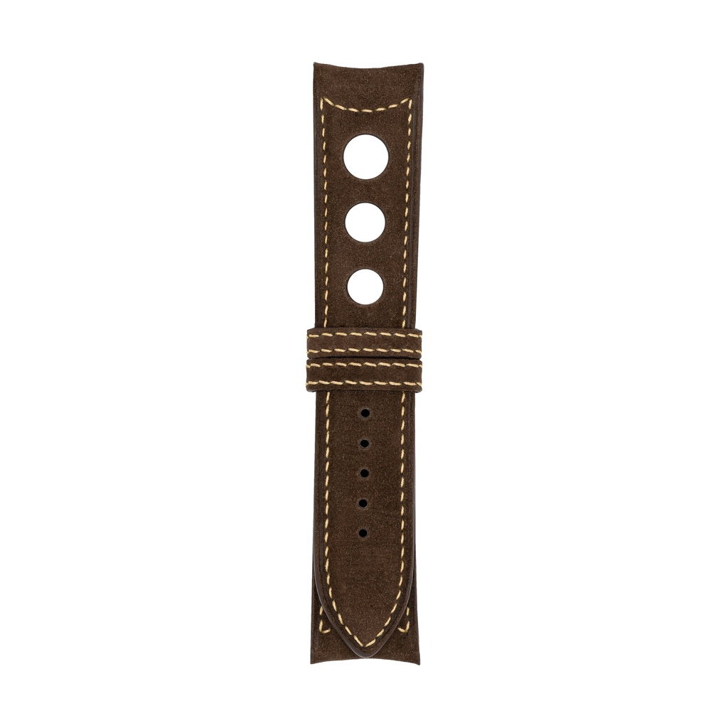 [R20N-2018S] Rally Nubuck Brown Chocolate Strap,  Stitching Bronze (20/20 - 105/70)