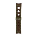 Rallye-Nubuklederarmband in Schokoladenbraun mit grünen Ziernähten