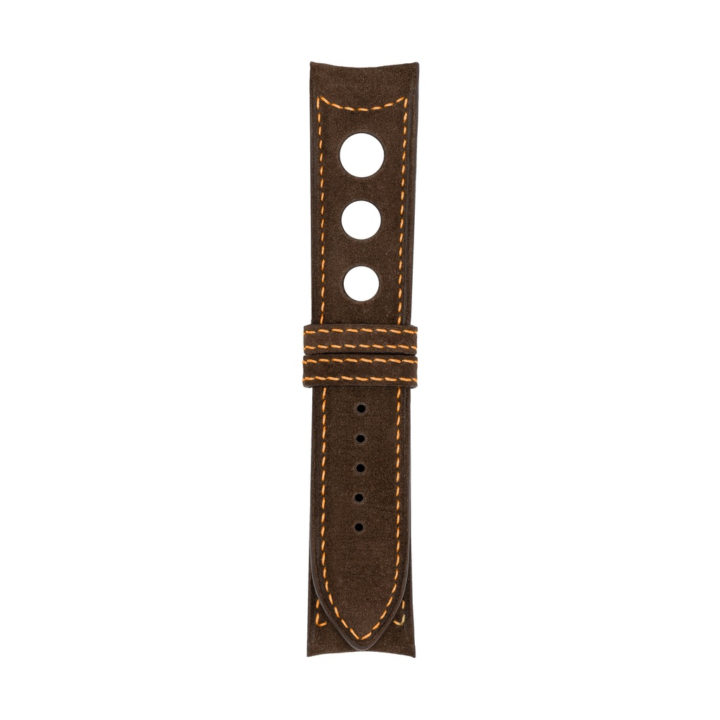 [R20N-2030S] Rally Nubuck Brown Chocolate Strap,  Stitching Orange (20/20 - 105/70)