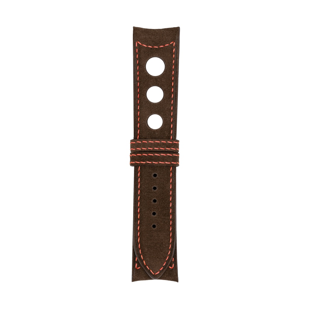 [R20N-2031S] Rally Nubuck Brown Chocolate Strap -  Stitching Red (20/20 - 105/70)