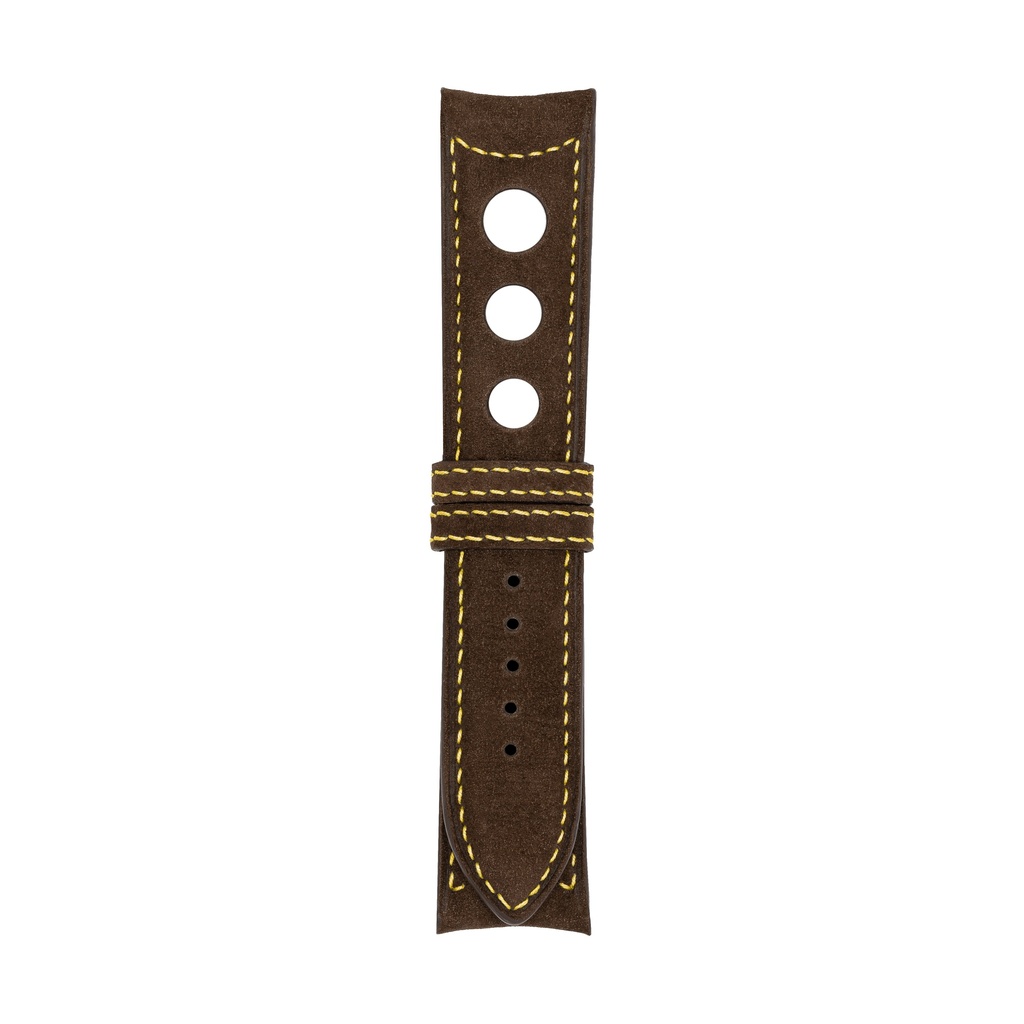 [R20N-2034S] Rally Nubuck Brown Chocolate Strap -  Stitching Yellow (20/20 - 105/70)