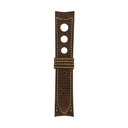 Bracelet Rally en nubuck brun chocolat, surpiqûres jaunes