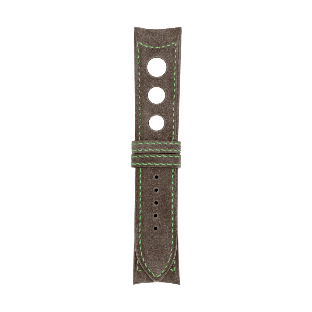 Rally Nubuck Taupe Strap,  Stitching Green