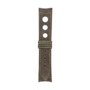 Bracelet Rally en nubuck taupe, surpiqûres vertes