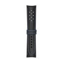 Vintage-Lederarmband in Schwarz mit blauen Ziernähten