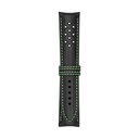 Vintage Leather Black Strap,  Stitching Green