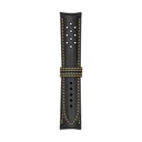 Vintage-Lederarmband in Schwarz mit gelben Ziernähten