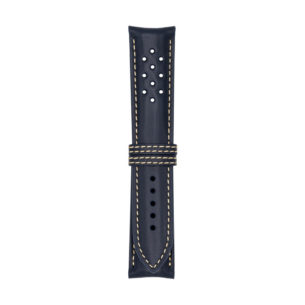 [V22L-1418S] Vintage Leather Blue Marine Strap,  Stitching Bronze (22/20 - 105/70)