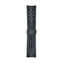Vintage-Lederarmband in Marineblau mit grünen Ziernähten