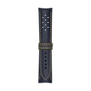 Vintage Leather Blue Marine Strap,  Stitching Yellow