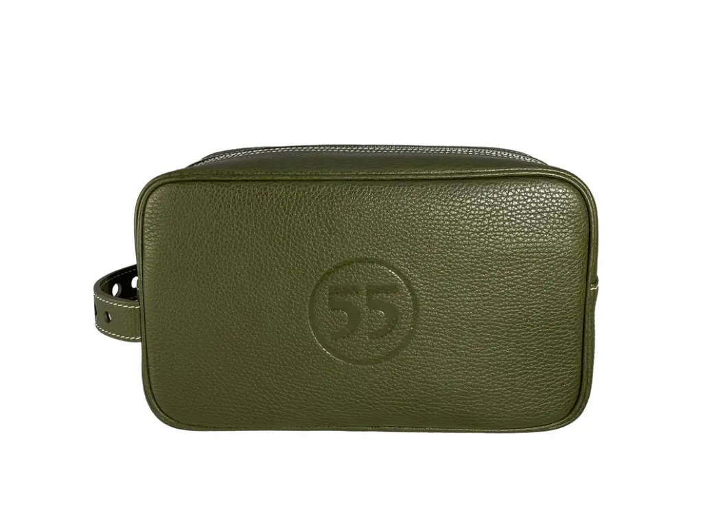Dopp Kit Grained Leather : Khaki