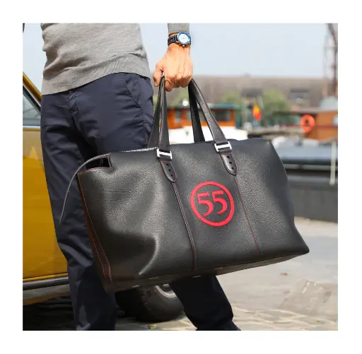[WE-BAG-600] Weekend Bag: Black - 55 Red