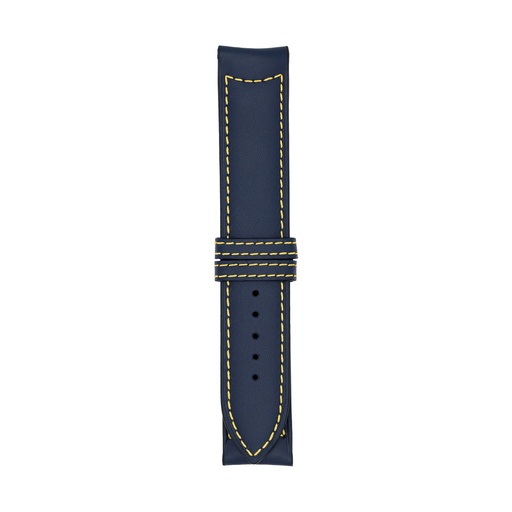Classic Leather Blue Marine Strap,  Stitching Yellow