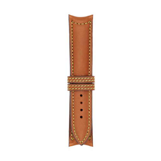 Classic Leather Cognac Strap,  Stitching Green Light