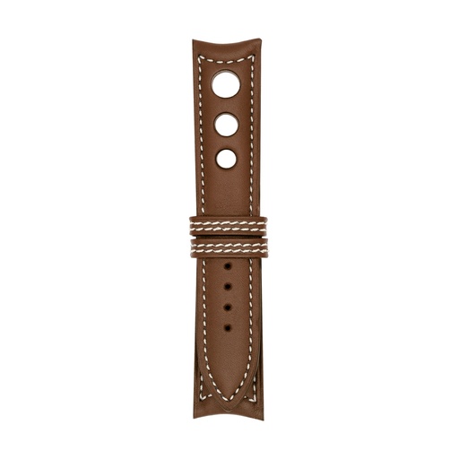 Rally Leather Brown Chestnut Strap,  Stitching White