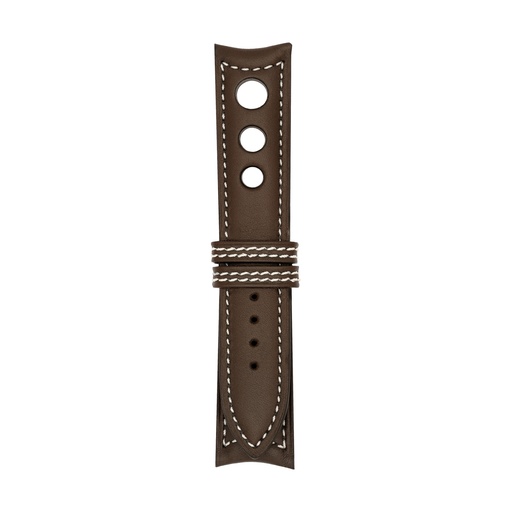 Rally Leather Brown Chocolate Strap,  Stitching White
