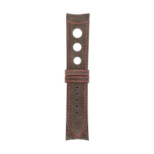Rally Nubuck Taupe Strap,  Stitching Red