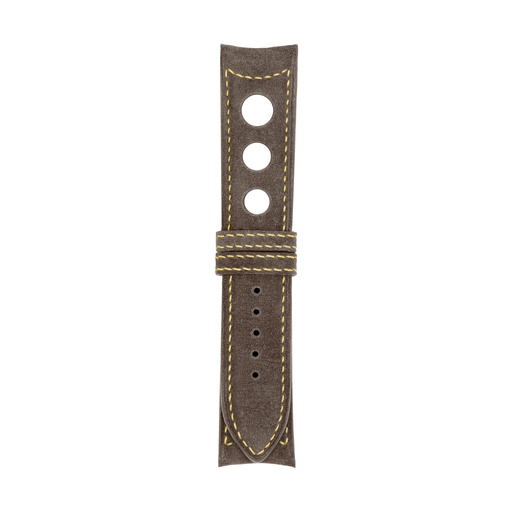 Rally Nubuck Taupe Strap,  Stitching Yellow
