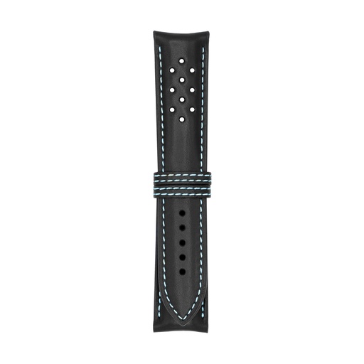 Vintage Leather Black Strap,  Stitching Blue Light
